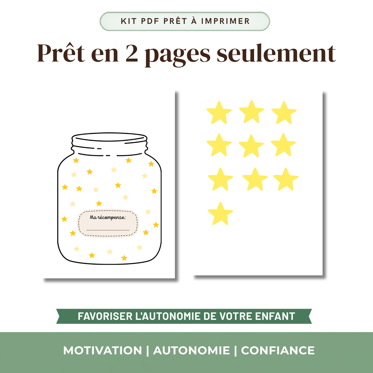 Pot de récompense enfant à imprimer étoiles motivation Atelier des Kids