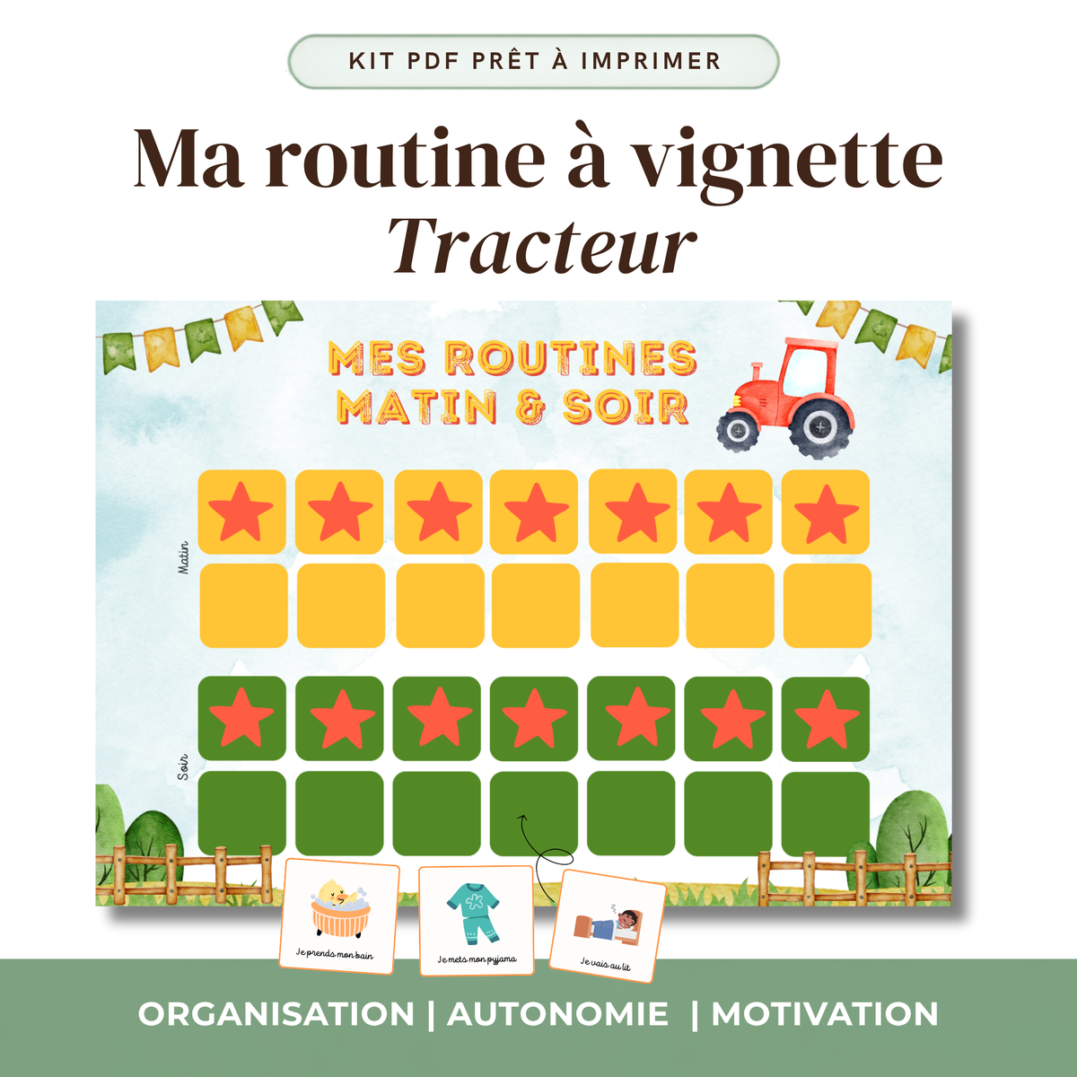 Routine Enfant Vignettes Matin et Soir — Kit PDF Vignettes Scratch