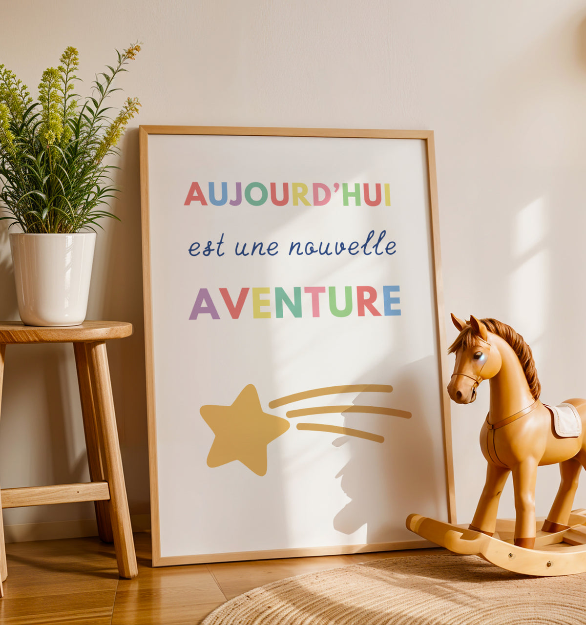 Affiche arc-en-ciel affirmations positives enfant à imprimer pastel
