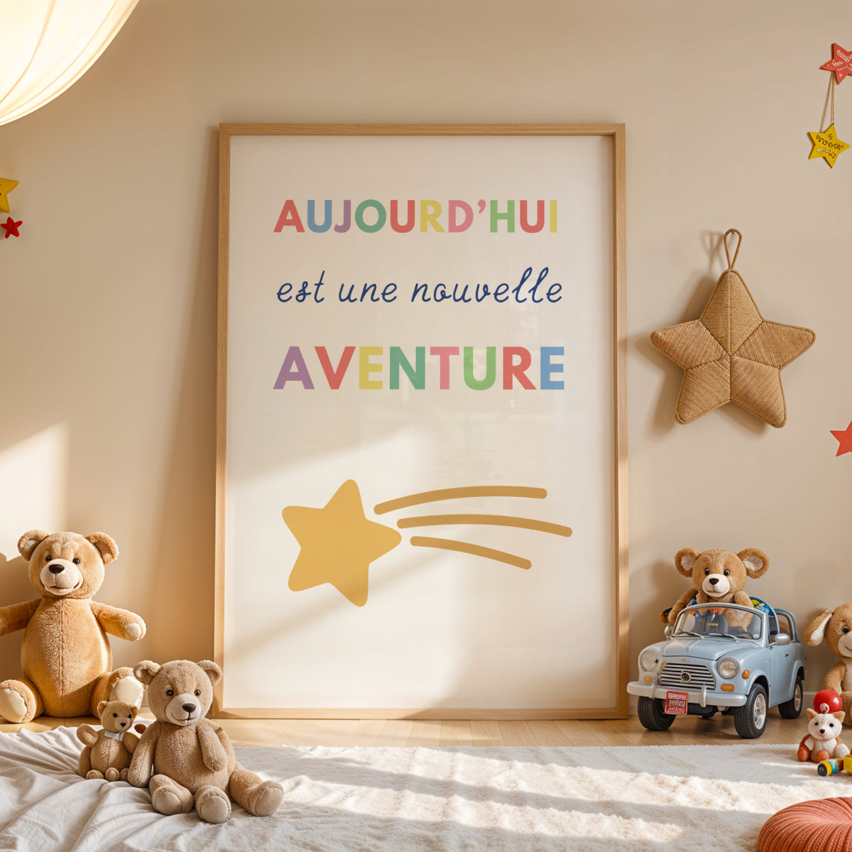 Affiche arc-en-ciel affirmations positives enfant à imprimer pastel