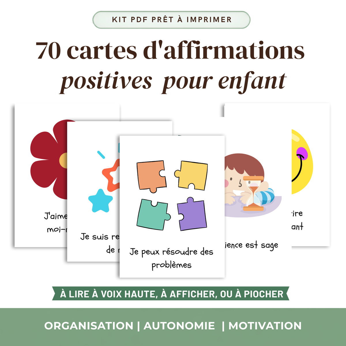 70 cartes affirmations positives enfant à imprimer confiance en soi Atelier des Kids