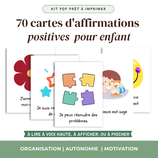 70 cartes affirmations positives enfant à imprimer confiance en soi Atelier des Kids