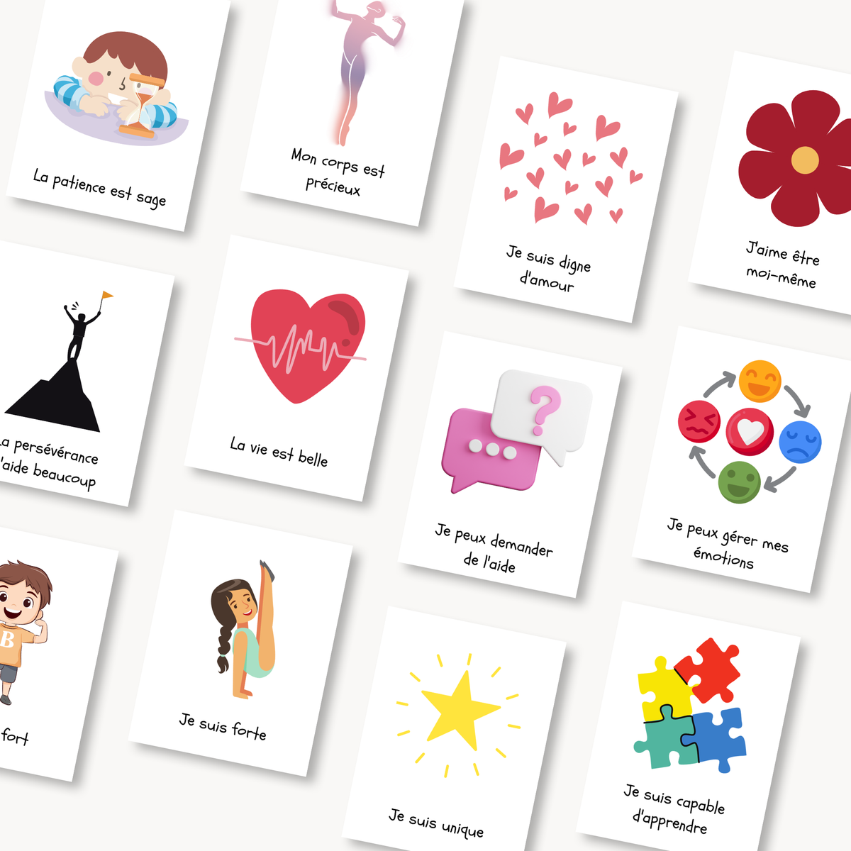 Carte affirmation positive enfant exemple confiance en soi