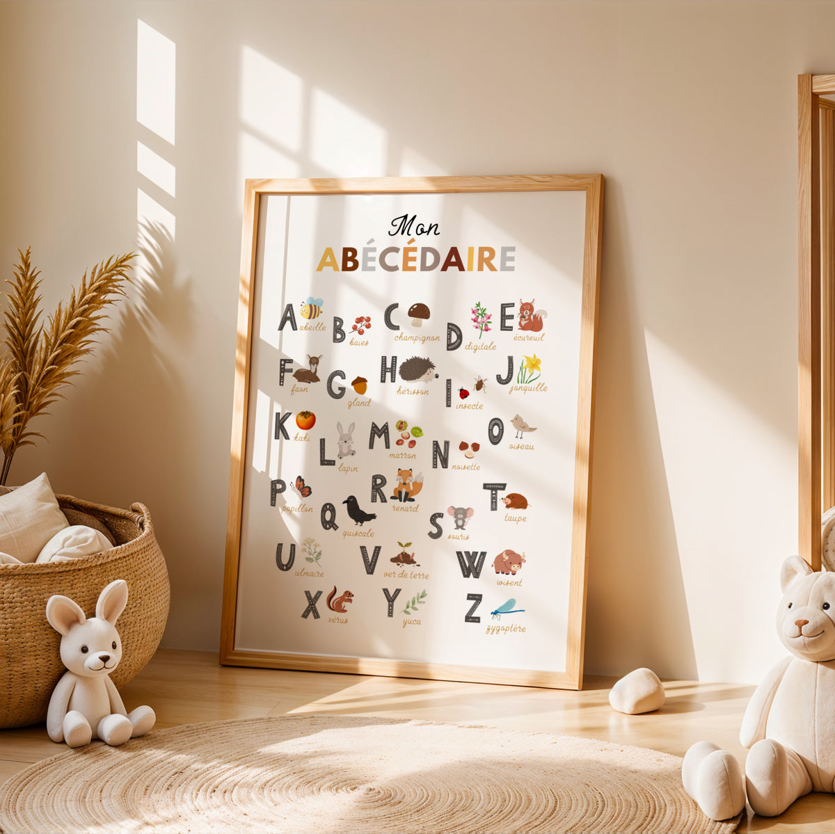 Affiche alphabet chiffres animaux de la forêt enfant à imprimer Atelier des Kids