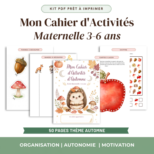 Cahier activités automne maternelle imprimable PDF coloriage graphisme numération enfant 3-6 ans