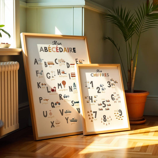 Affiche alphabet chiffres chantier enfant à imprimer Atelier des Kids