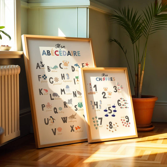 Affiche alphabet chiffres chantier enfant à imprimer Atelier des Kids