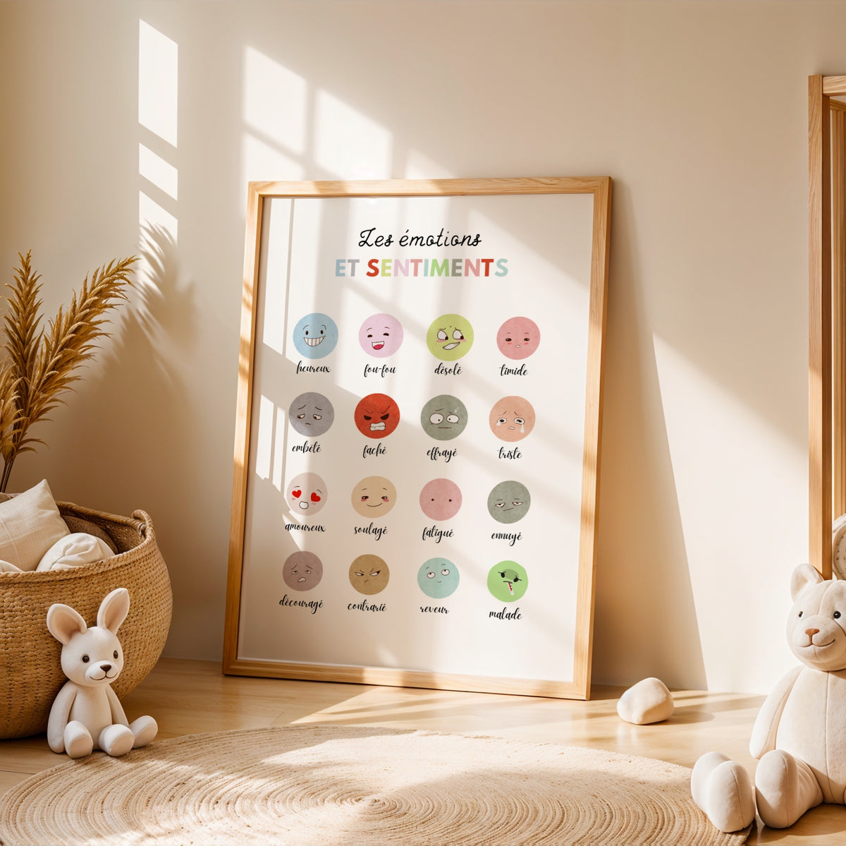 Affiche les émotions et sentiments enfant 16 expressions à imprimer Atelier des Kids