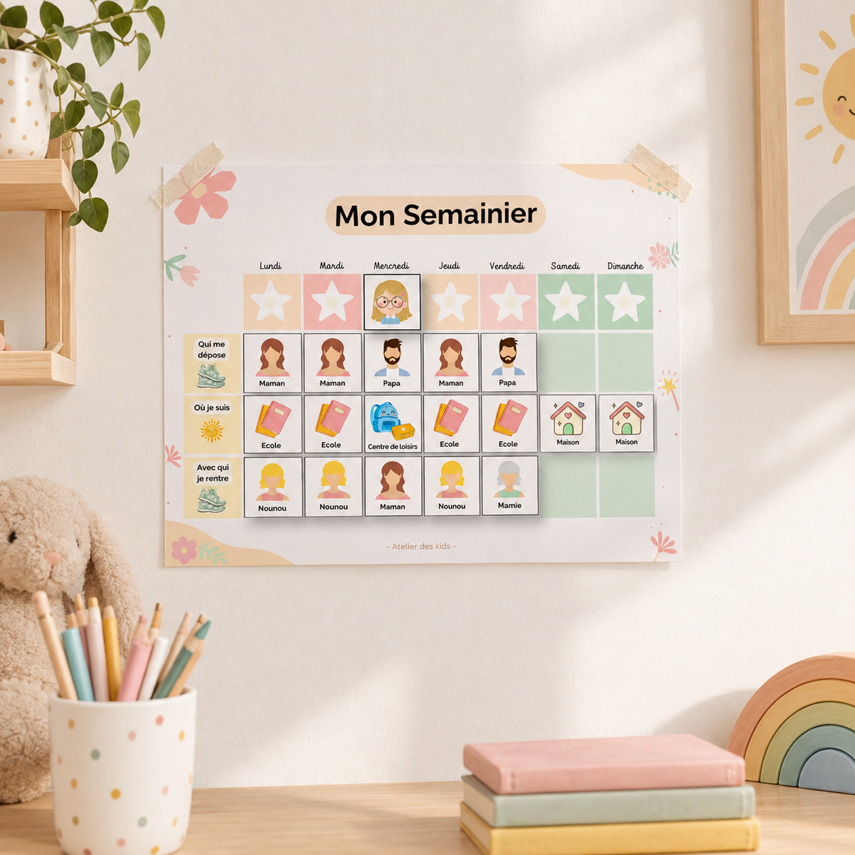 Mon Semainier — Kit Vignettes Repositionnables | Thème au choix