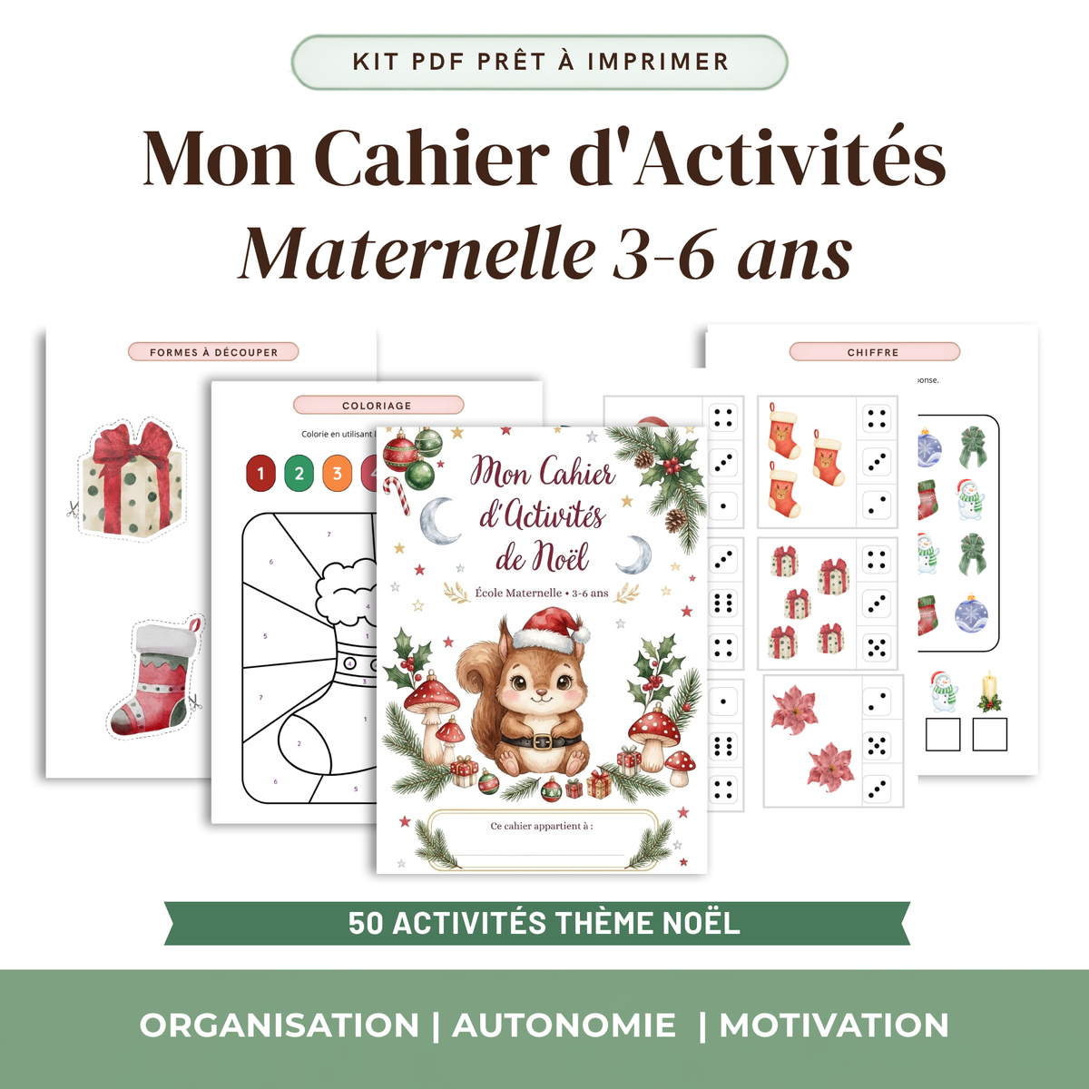 Cahier d'activités Noël maternelle à imprimer 52 pages Atelier des Kids