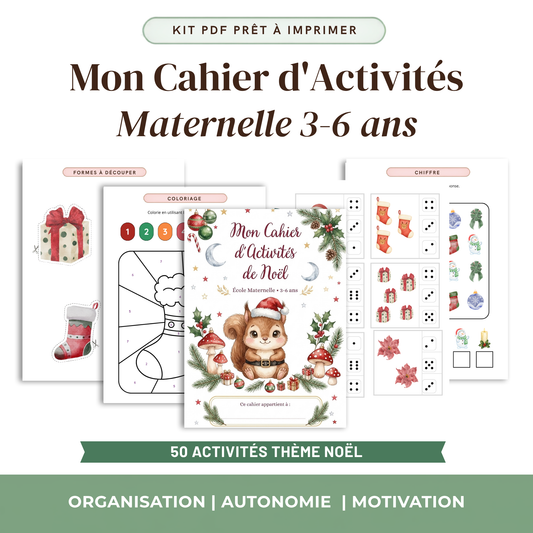 Cahier d'activités Noël maternelle à imprimer 52 pages Atelier des Kids