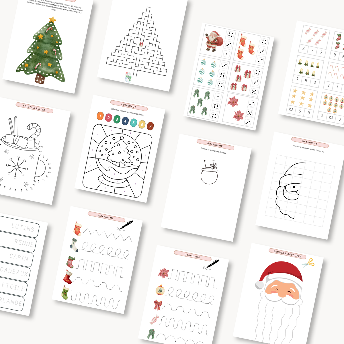 Cahier d'activités Noël maternelle à imprimer 52 pages Atelier des Kids
