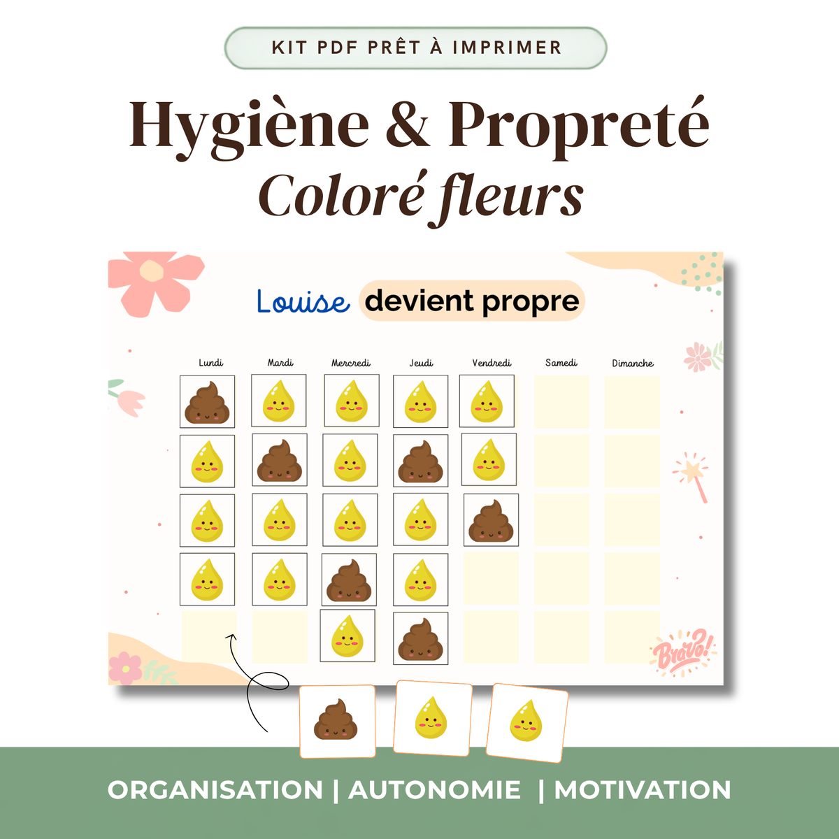 Tableau Propreté Enfant — Apprendre les Toilettes | Kit Vignettes à Imprimer