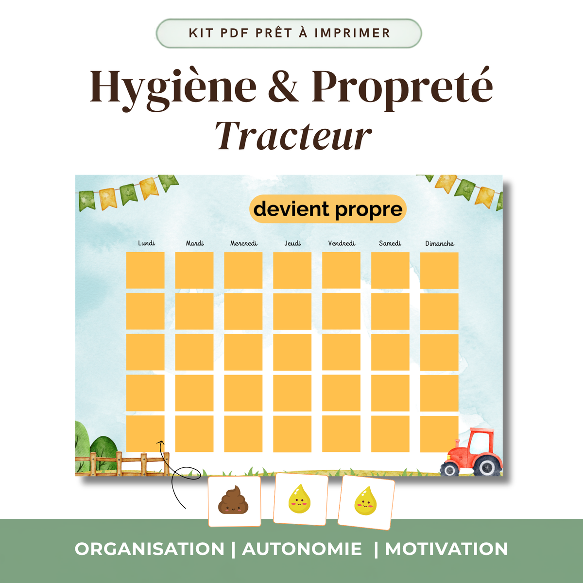 Tableau Propreté Enfant — Apprendre les Toilettes | Kit Vignettes à Imprimer