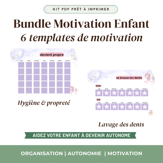 Bundle Autonomie Enfant — Thème Licorne | 6 Outils Visuels à Imprimer