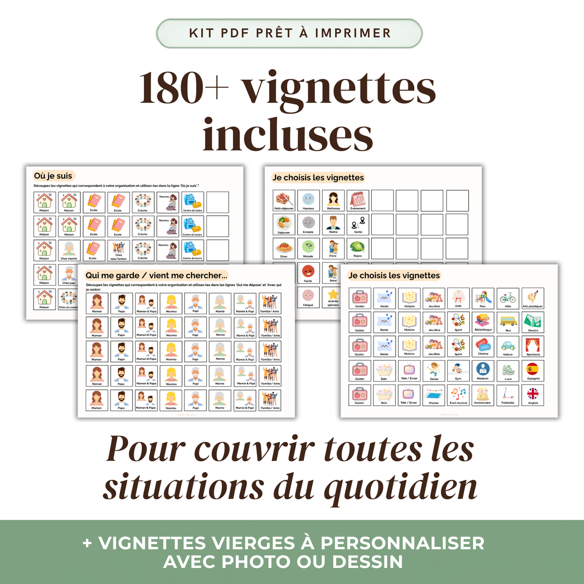 180 vignettes semainier enfant activités transports repas humeur imprimable