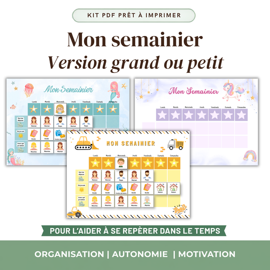 Mon Semainier — Kit Vignettes Repositionnables | Thème au choix