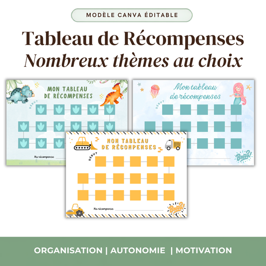 Tableau des Récompenses Enfant — Chemin de Motivation | Kit PDF à Imprimer | Thème au choix