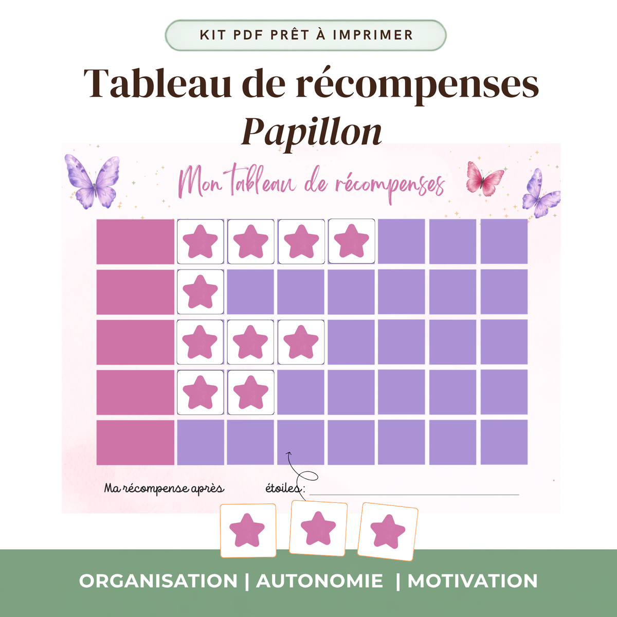 Tableau de Récompenses Enfant Multi-Tâches — Kit PDF à Imprimer | Thème au choix