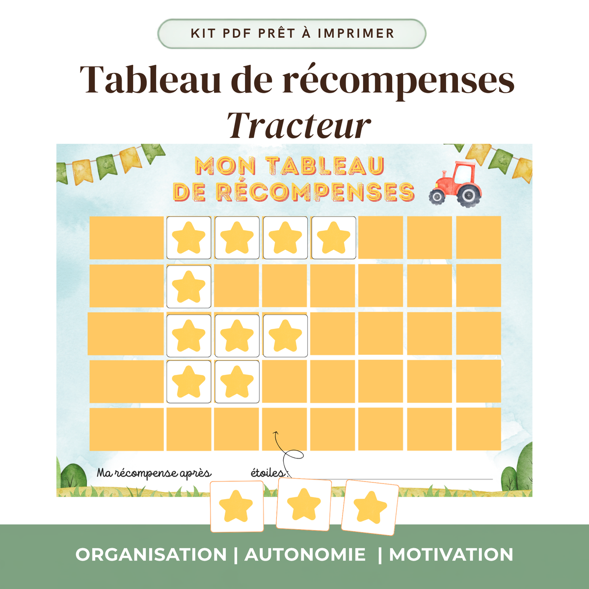 Tableau de Récompenses Enfant Multi-Tâches — Kit PDF à Imprimer | Thème au choix