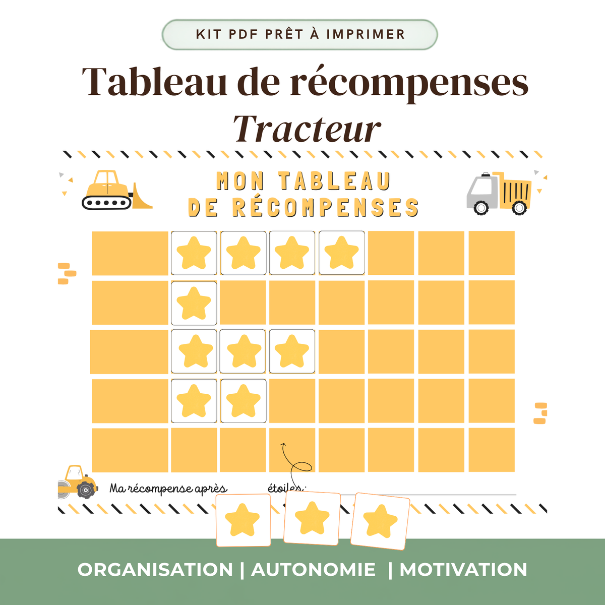 Tableau de Récompenses Enfant Multi-Tâches — Kit PDF à Imprimer | Thème au choix