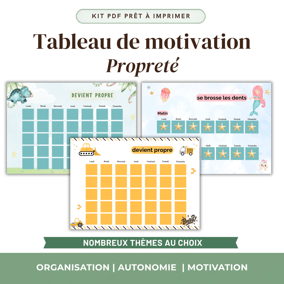 Tableau Propreté Enfant — Apprendre les Toilettes | Kit Vignettes à Imprimer