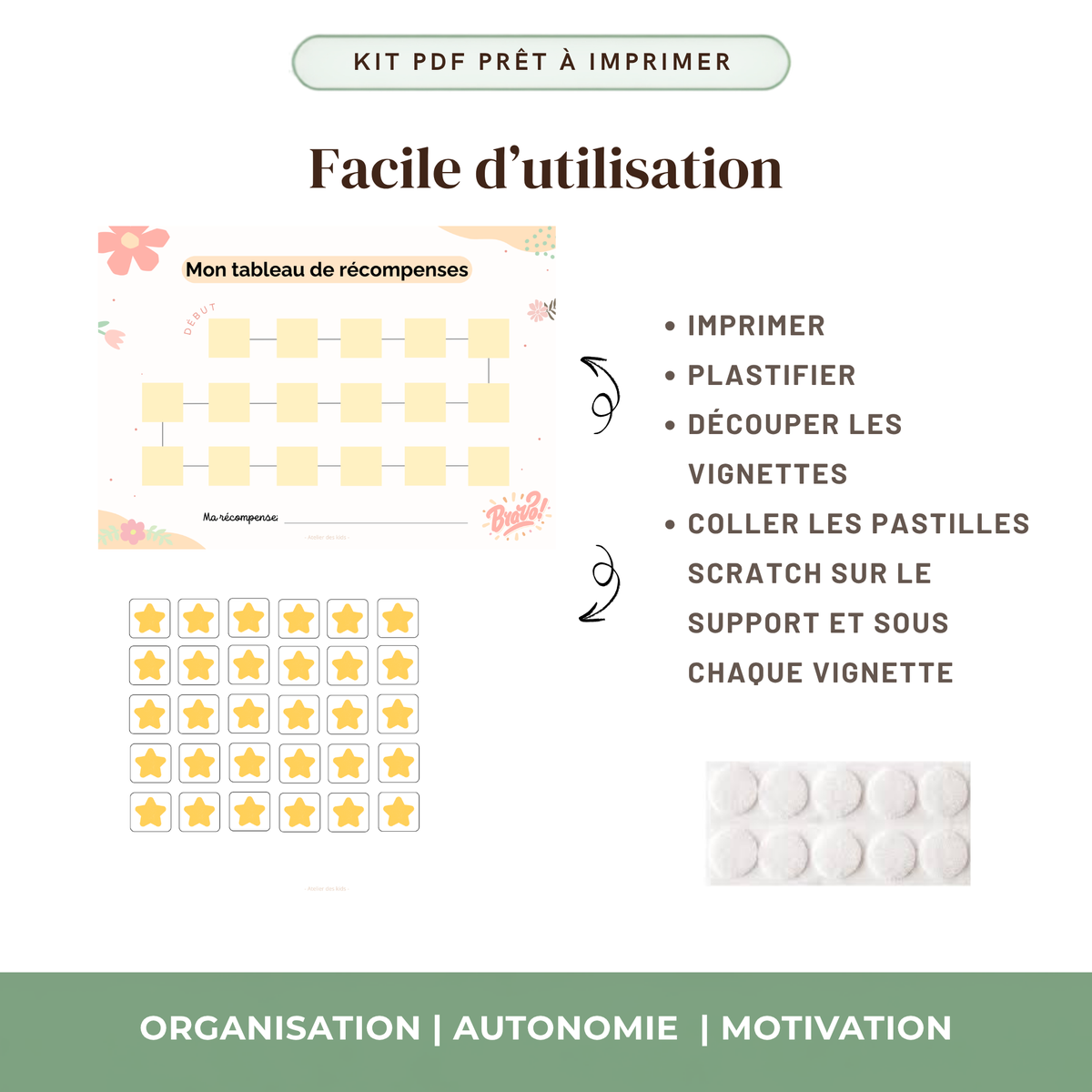 Vignettes récompenses enfant scratch découper coller imprimable