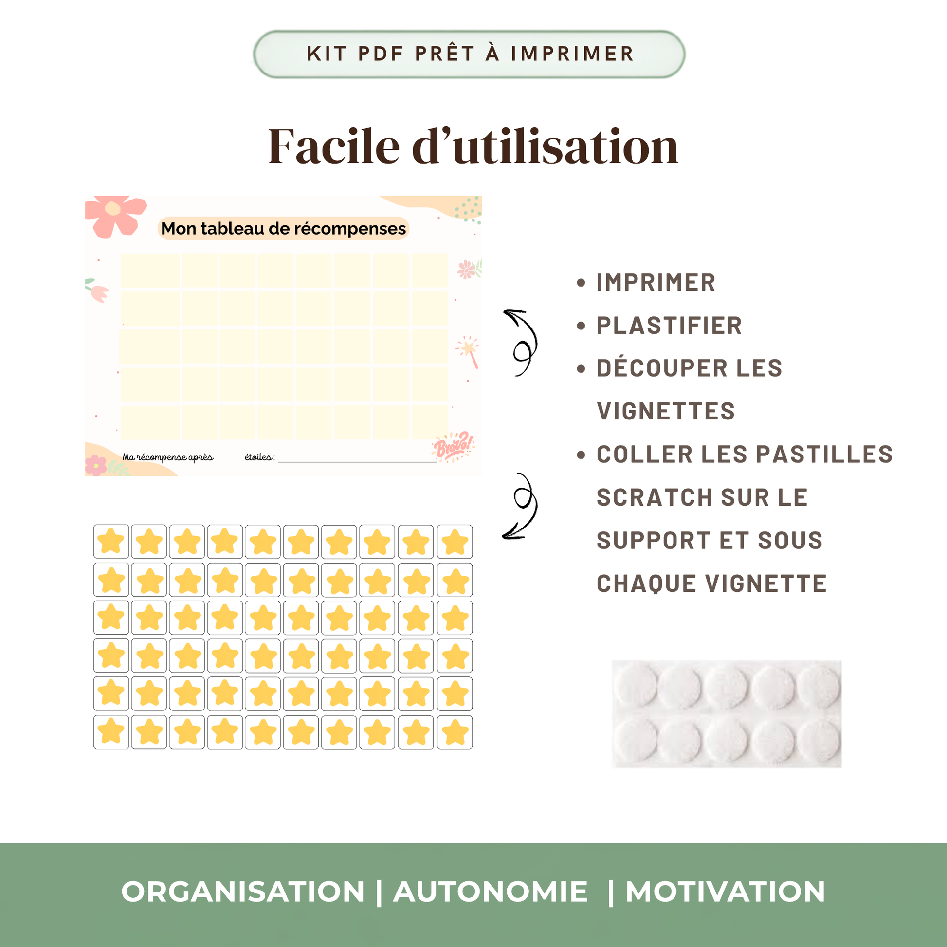 Vignettes étoiles récompenses enfant scratch découper coller imprimable