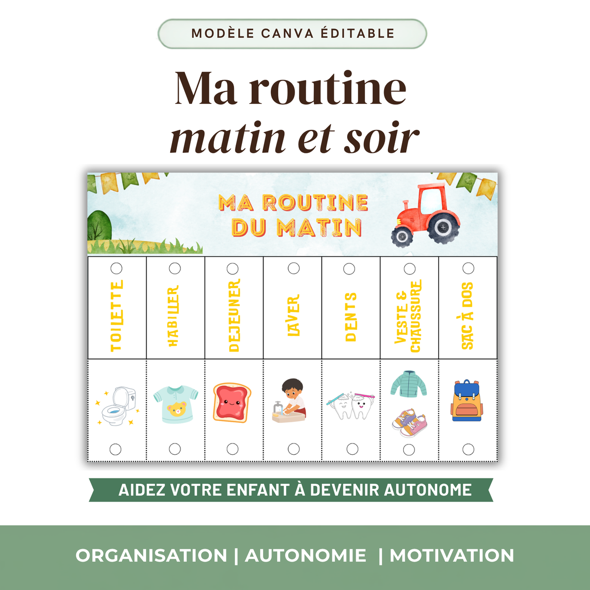 Routine Enfant Matin et Soir Personnalisable — Thème au choix