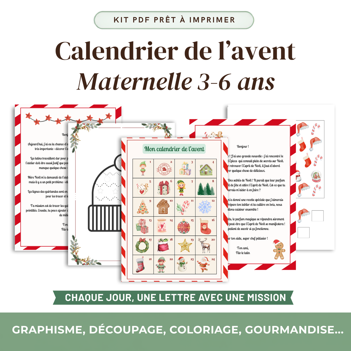Mon Calendrier de l'Avent à imprimer — Activités de Noël - Maternelle 3-6 ans