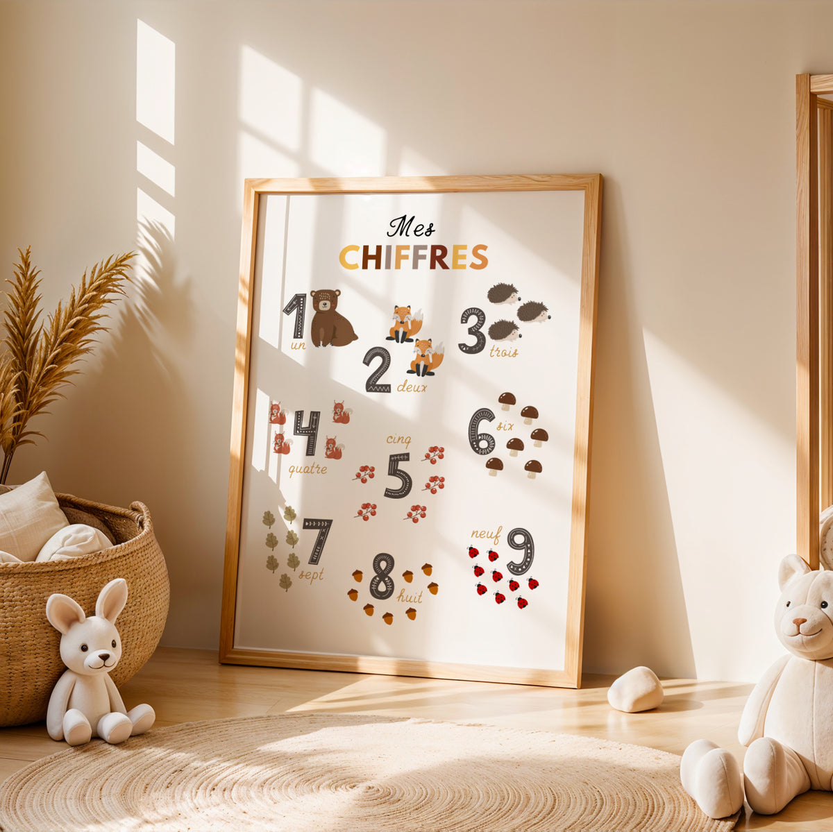 Affiche alphabet chiffres animaux de la forêt enfant à imprimer Atelier des Kids