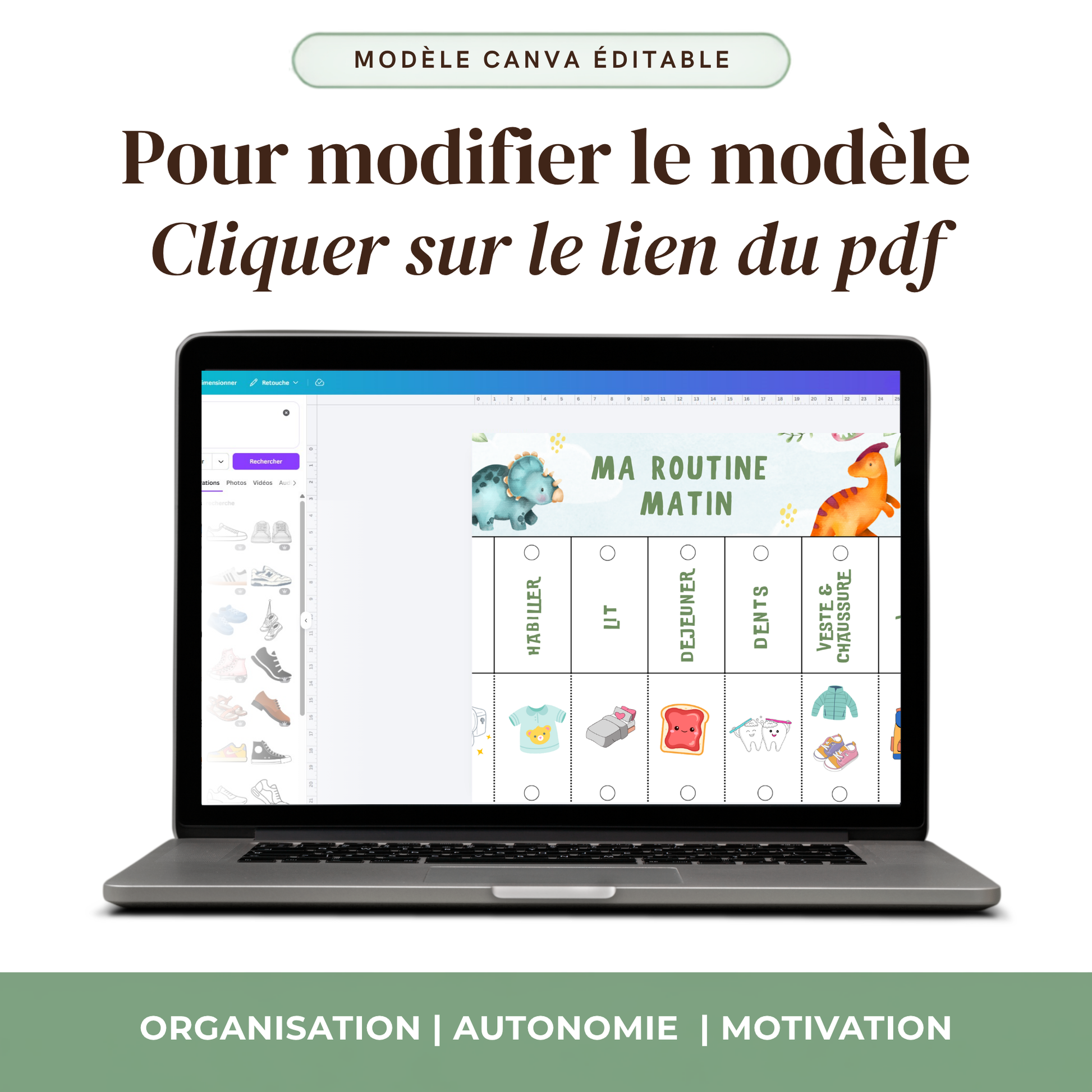 Une routine matin et soir pour votre enfant — utilisable dès aujourd'hui, personnalisable si vous le souhaitez.