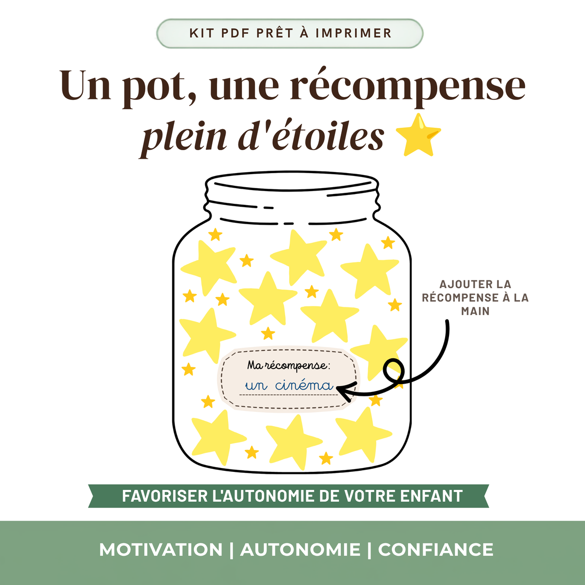 Pot de récompense enfant à imprimer étoiles motivation Atelier des Kids
