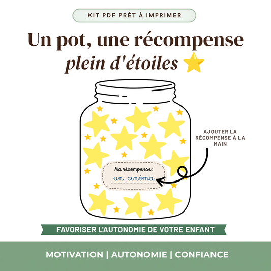 Pot de récompense enfant à imprimer étoiles motivation Atelier des Kids