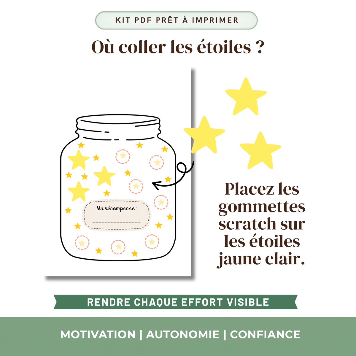 Pot de récompense enfant à imprimer étoiles motivation Atelier des Kids