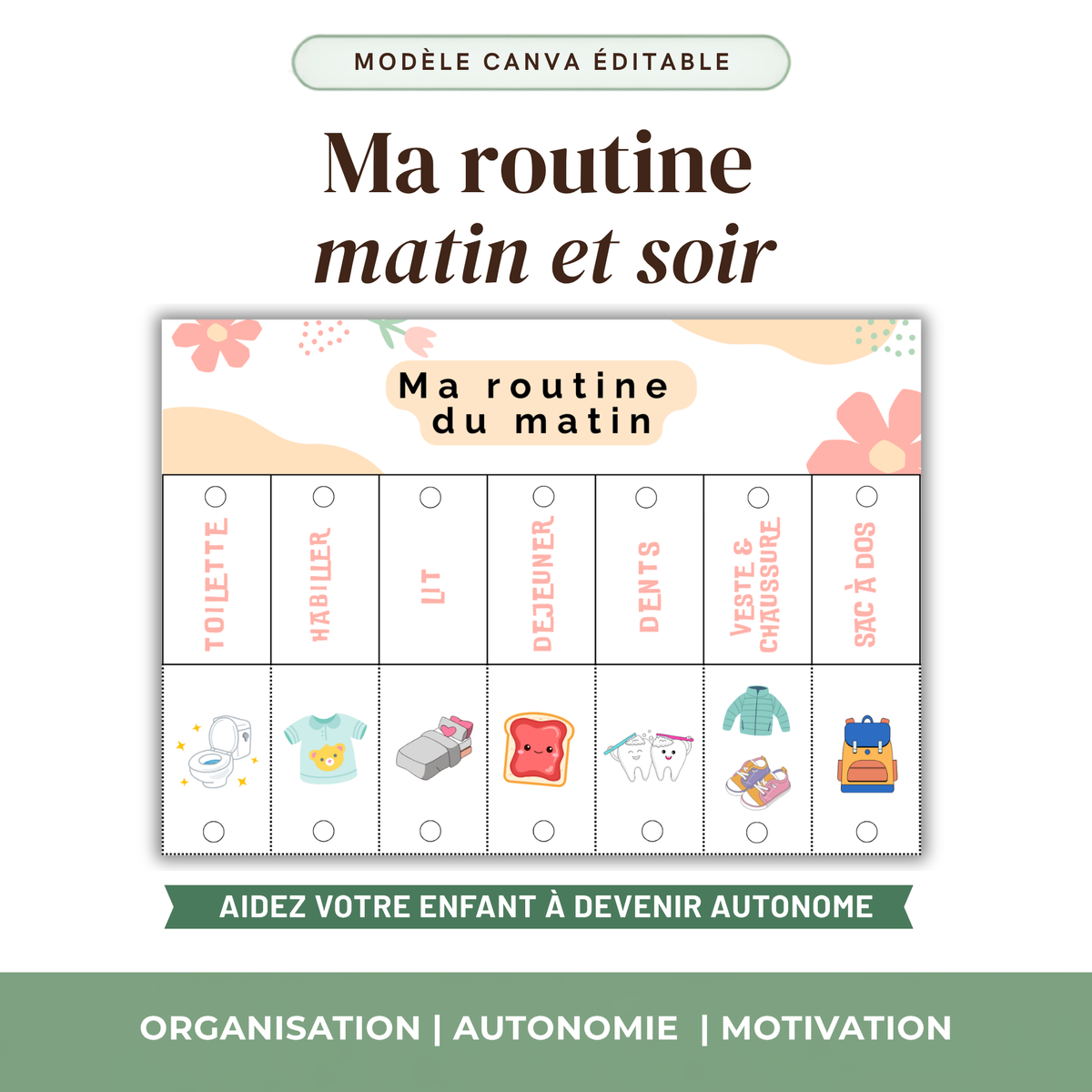 Routine Enfant Matin et Soir Personnalisable — Thème au choix