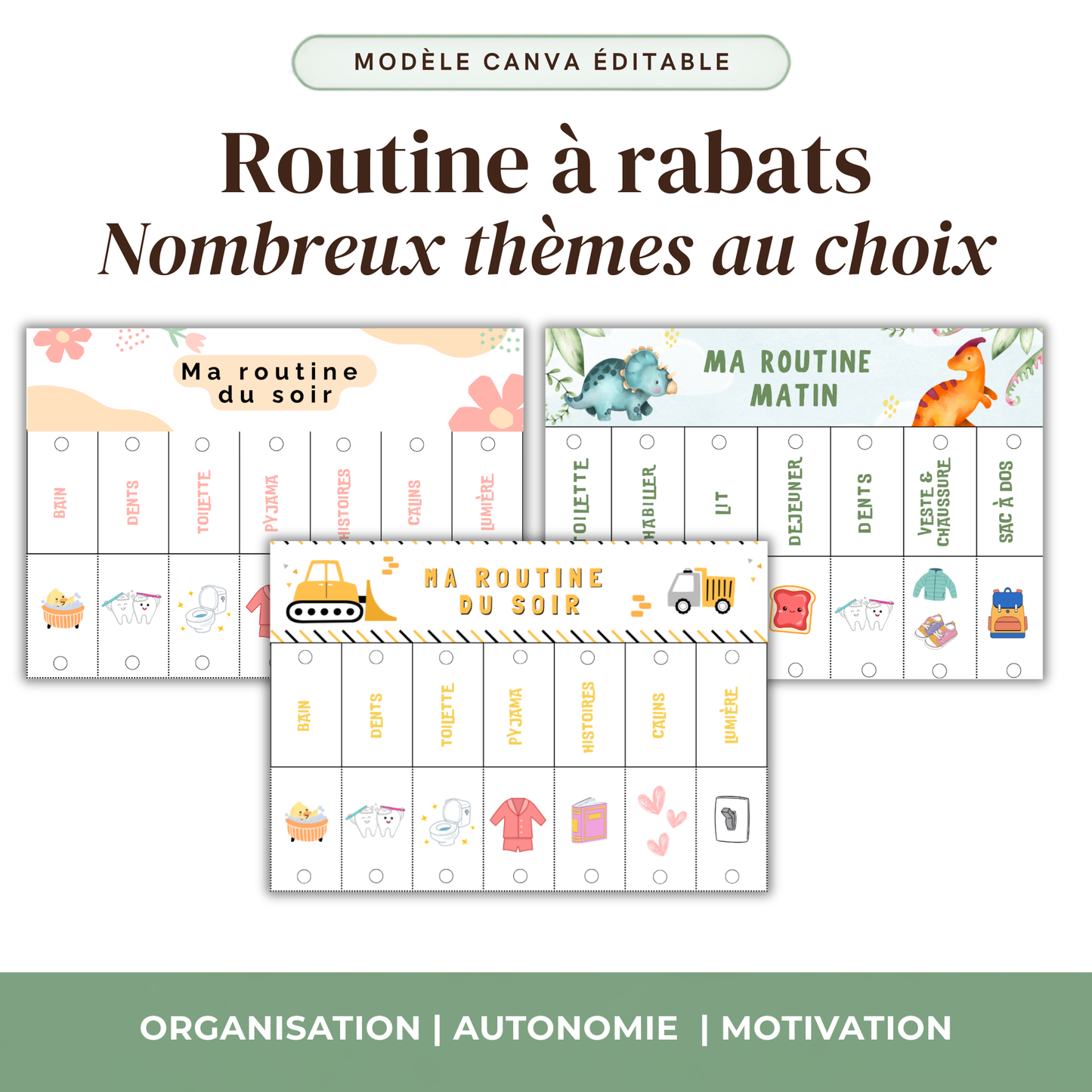 Routine Enfant Matin et Soir Personnalisable — Thème au choix