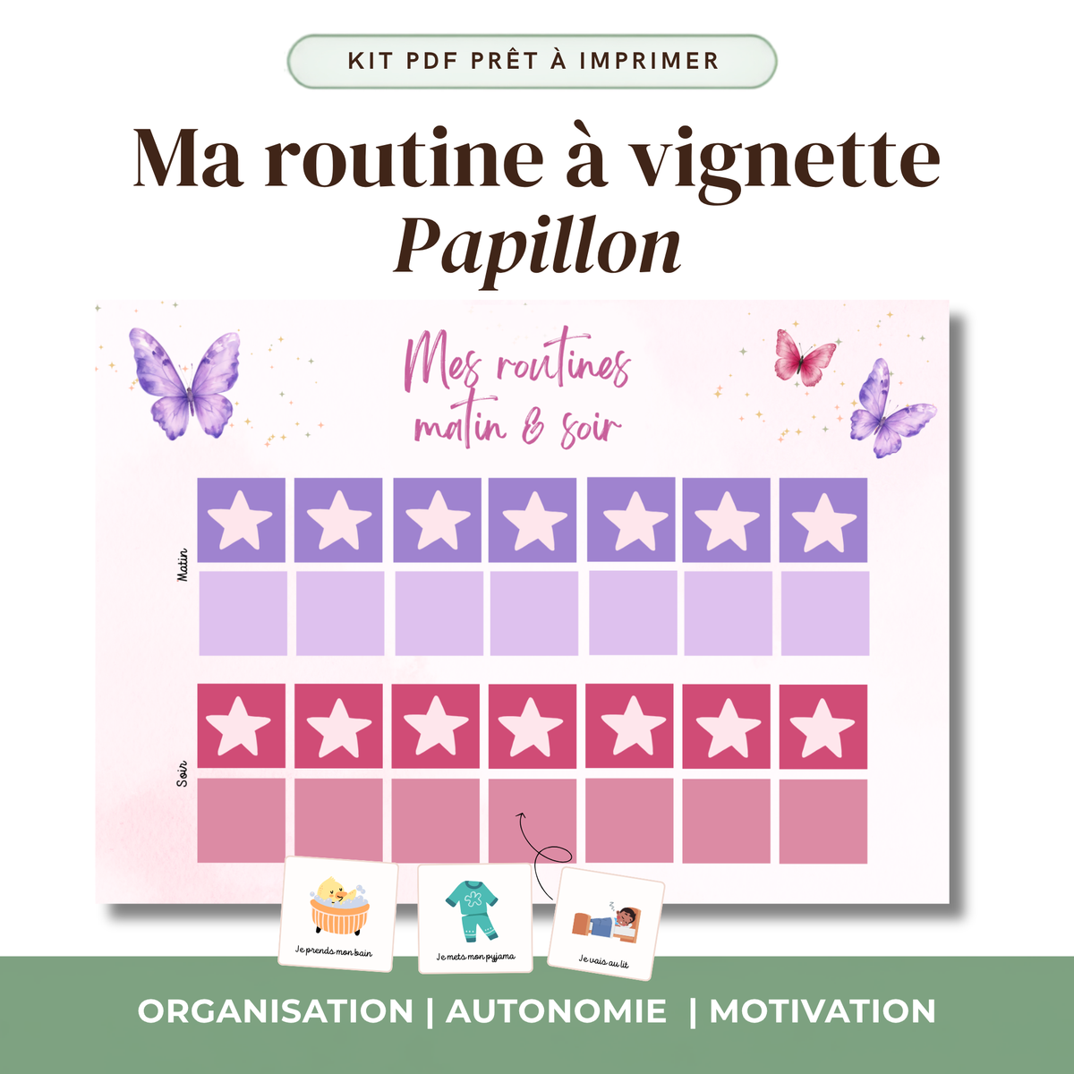 Routine Enfant Vignettes  Matin et Soir — Kit PDF Vignettes Scratch