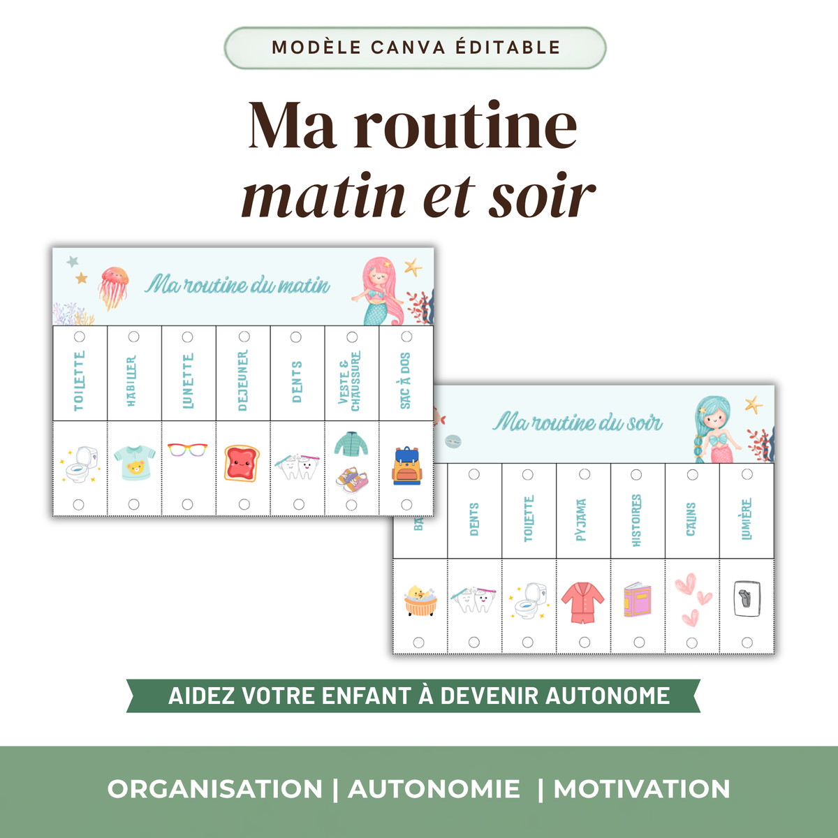 Routine Enfant Matin et Soir Personnalisable — Thème au choix